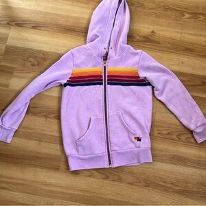 Aviator Nation Lavender Hoodie with Rainbow Stripes